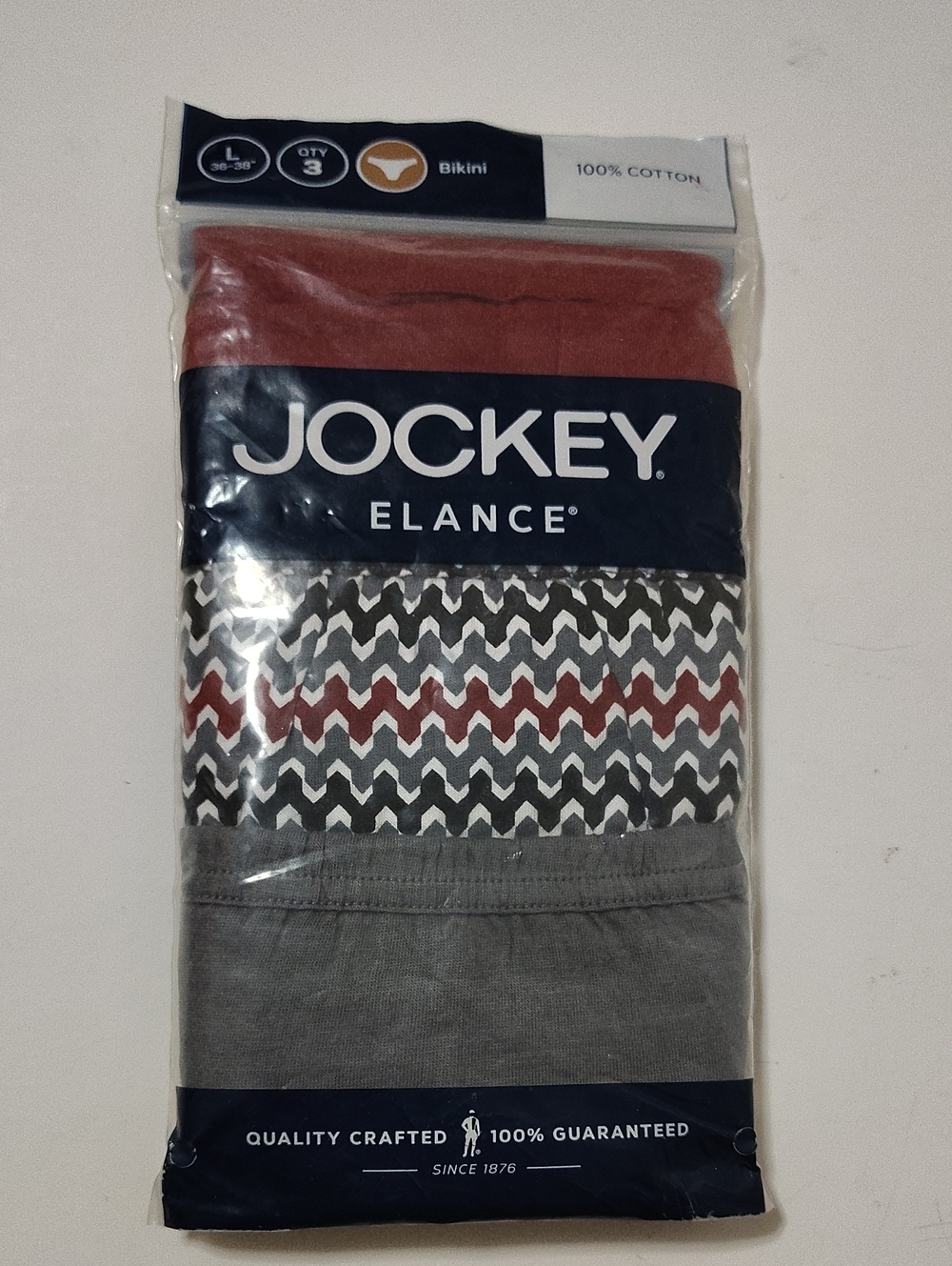 Jockey Elance Men's Bikini Briefs - 3 Pack - Size L 36-38 -2016 Collection.